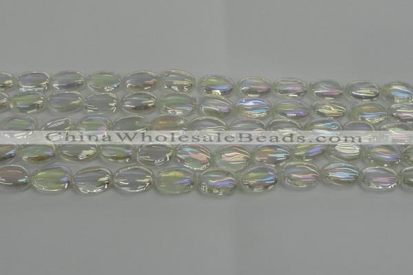 CNC216 15.5 inches 10*14mm oval AB-color white crystal beads