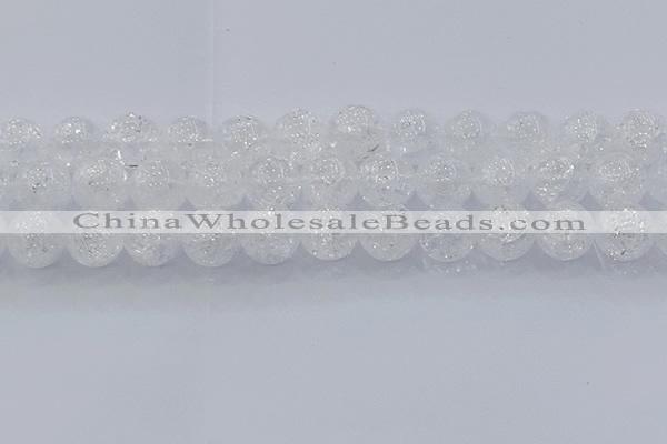 CNC556 15.5 inches 16mm round natural crackle white crystal beads