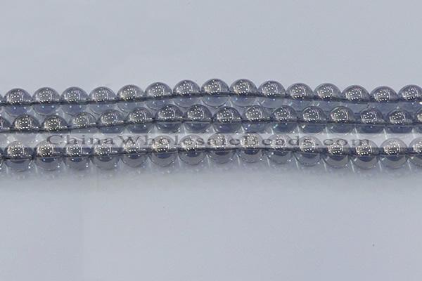 CNC597 15.5 inches 12mm round plated natural white crystal beads