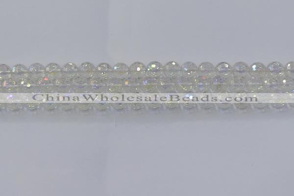 CNC602 15.5 inches 8mm faceted round plated natural white crystal beads