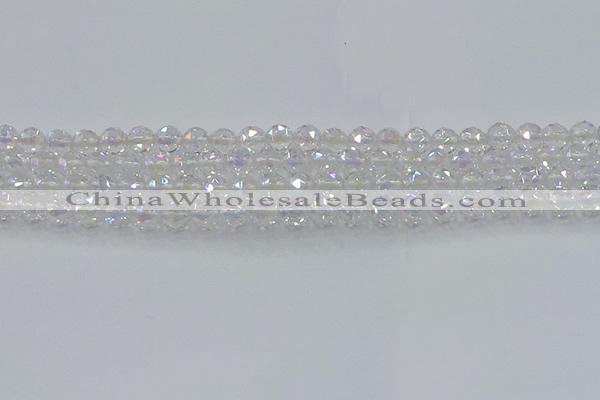 CNC645 15.5 inches 6mm faceted round plated natural white crystal beads