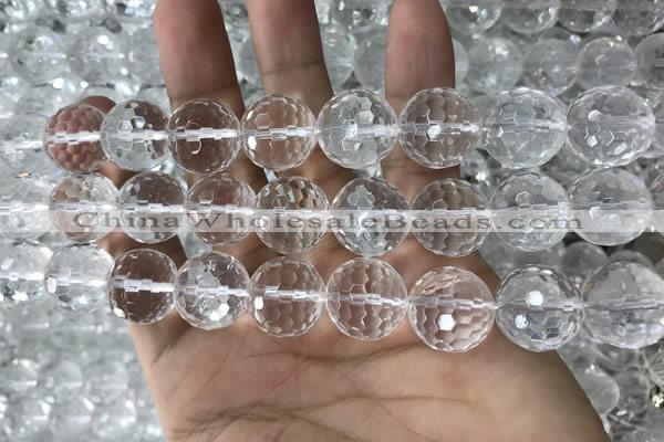 CNC717 15.5 inches 16mm faceted round white crystal beads