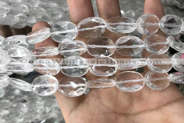 CNC765 15.5 inches 13*18mm faceted oval white crystal beads