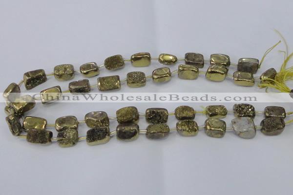 CNG2001 15.5 inches 8*12mm - 10*15mm nuggets plated quartz beads