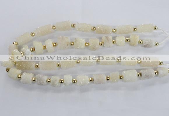 CNG2432 15.5 inches 11*14mm - 14*20mm tube druzy quartz beads