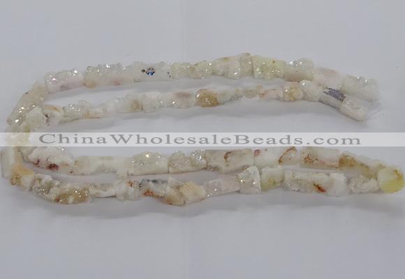 CNG3150 15.5 inche 8*15mm - 11*20mm freeform plated druzy agate beads