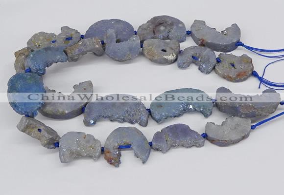 CNG3309 20*30mm - 30*45mm freeform plated druzy agate beads