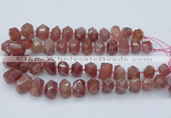 CNG5584 12*16mm - 15*20mm faceted nuggets strawberry quartz beads