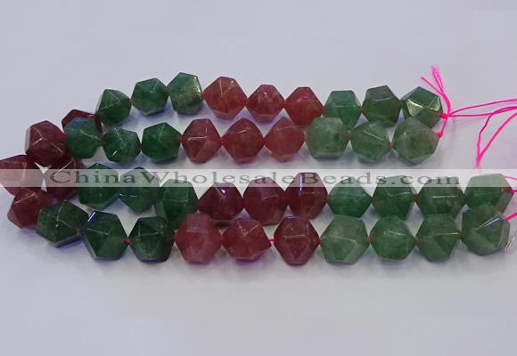 CNG5853 14*16mm - 16*18mm faceted nuggets mixed strawberry quartz beads