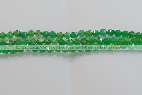 CNG6512 15.5 inches 6mm faceted nuggets green agate beads