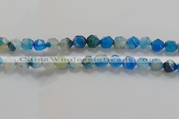 CNG6526 15.5 inches 10mm faceted nuggets line agate beads