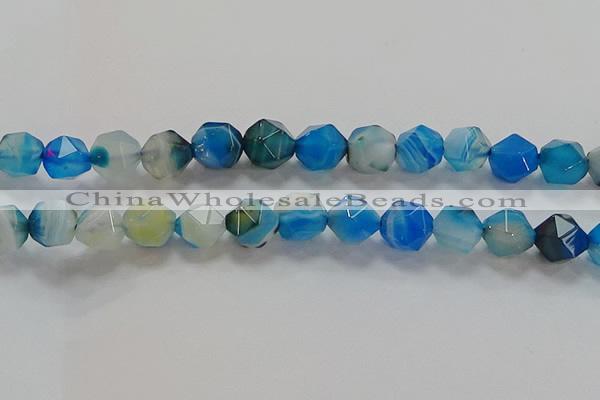 CNG6527 15.5 inches 12mm faceted nuggets line agate beads