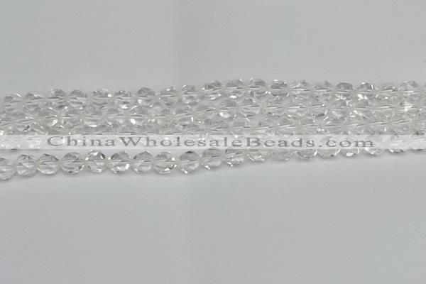 CNG7210 15.5 inches 6mm faceted nuggets white crystal beads