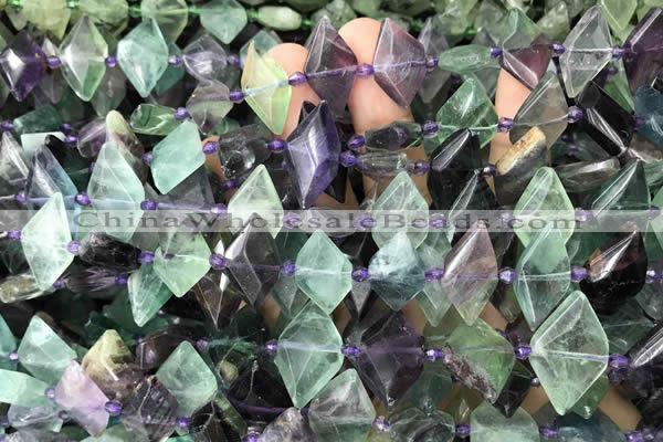 CNG7705 15.5 inches 13*20mm - 15*25mm faceted freeform fluorite beads