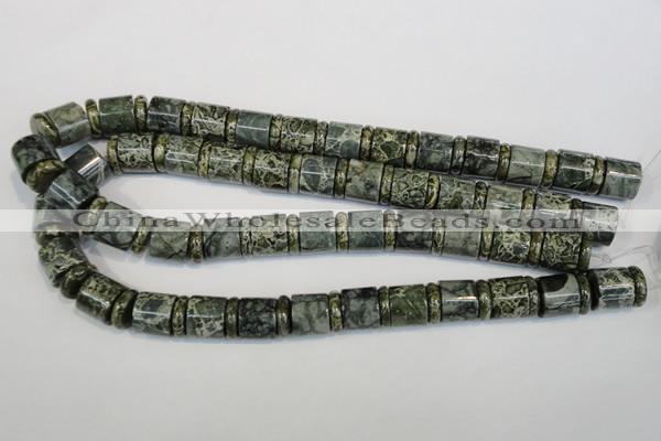 CNS418 15.5 inches 4*14mm rondelle & 12*14mm tube serpentine jasper beads