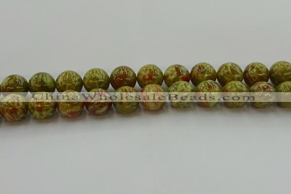 CNS607 15.5 inches 18mm round green dragon serpentine jasper beads