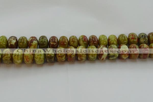 CNS616 15.5 inches 12*18mm rondelle green dragon serpentine jasper beads