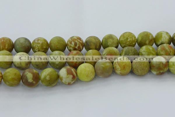 CNS657 15.5 inches 20mm round matte green dragon serpentine jasper beads