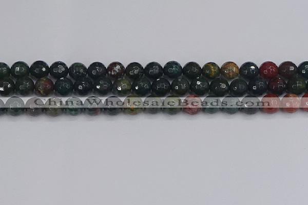 COJ312 15.5 inches 8mm faceted round Indian bloodstone beads