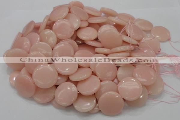 COP416 15.5 inches 28mm flat round Chinese pink opal gemstone beads