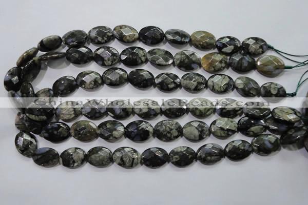 COP487 15.5 inches 13*18mm faceted oval natural grey opal beads