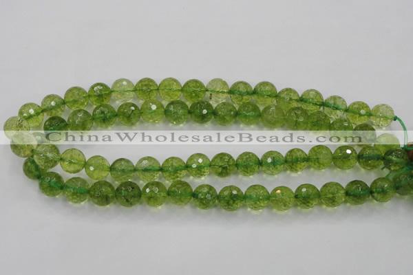 COQ12 16 inches 8mm faceted round dyed olive quartz beads wholesale