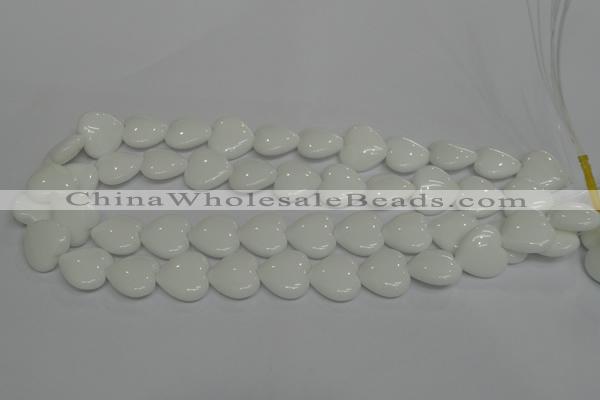 CPB105 15.5 inches 18*18mm heart white porcelain beads wholesale