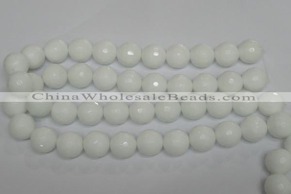 CPB38 15.5 inches 18mm faceted round white porcelain beads wholesale