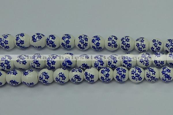 CPB501 15.5 inches 6mm round Painted porcelain beads