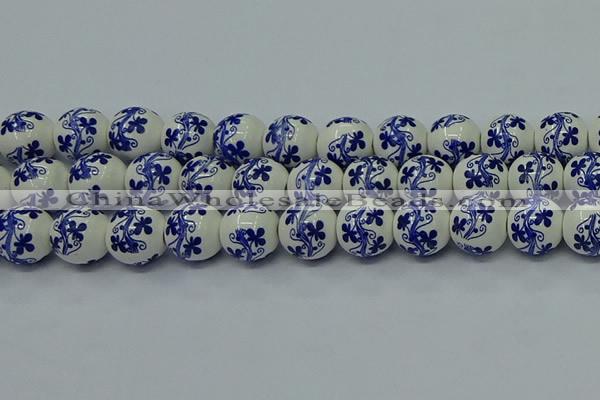 CPB512 15.5 inches 8mm round Painted porcelain beads