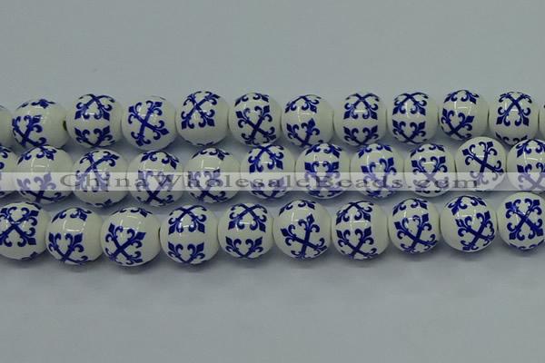 CPB521 15.5 inches 6mm round Painted porcelain beads