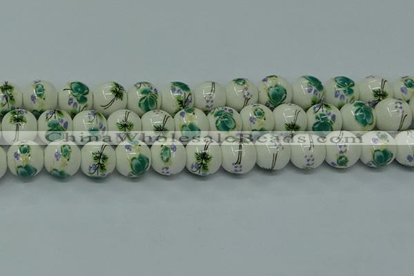 CPB583 15.5 inches 10mm round Painted porcelain beads