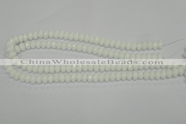 CPB59 15.5 inches 6*10mm faceted rondelle white porcelain beads