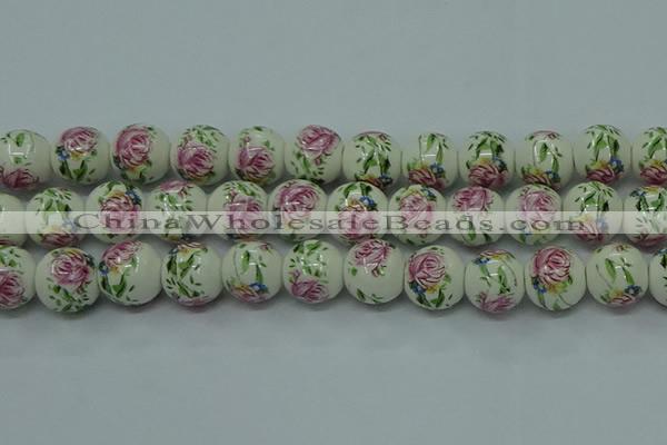 CPB683 15.5 inches 10mm round Painted porcelain beads