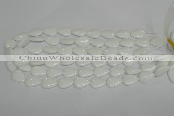 CPB91 15.5 inches 15*20mm flat teardrop white porcelain beads wholesale