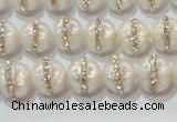 CPL01 15.5 inches 9*10mm nuggets pearl with rhinestone beads