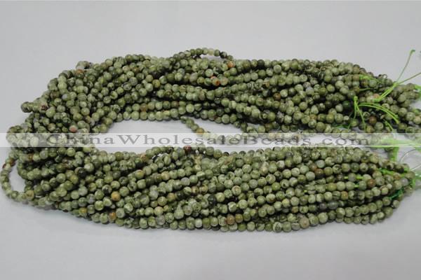 CPS110 15.5 inches 4mm round green peacock stone beads wholesale