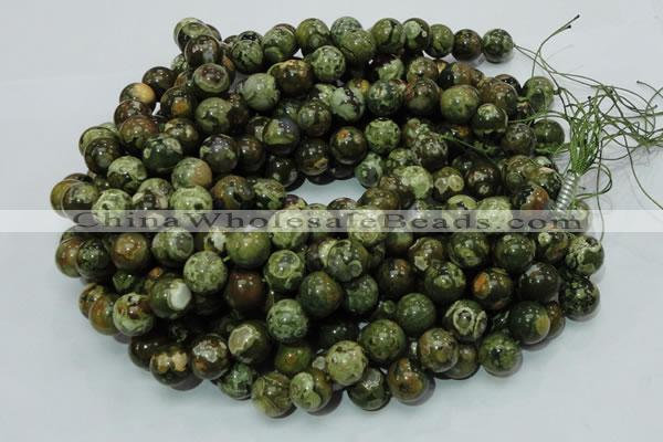 CPS112 15.5 inches 12mm round green peacock stone beads wholesale