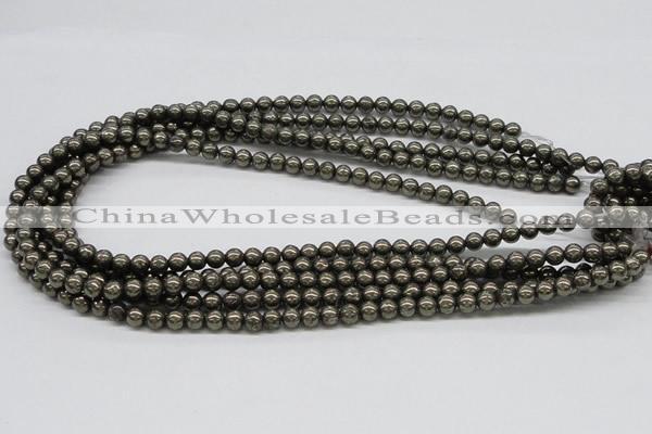 CPY23 16 inches 4mm round pyrite gemstone beads wholesale