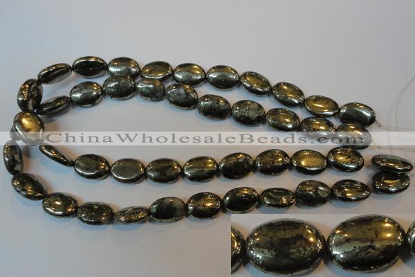 CPY312 15.5 inches 13*18mm oval pyrite gemstone beads wholesale