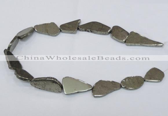 CPY585 15.5 inches 18*25mm - 16*35mm freeform pyrite gemstone beads