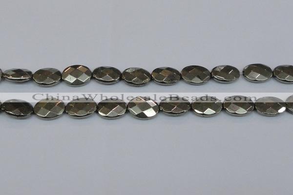 CPY633 15.5 inches 15*20mm faceted oval pyrite gemstone beads