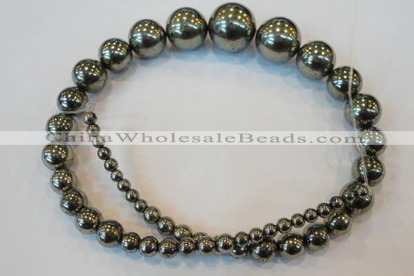 CPY74 15.5 inches 4mm - 18mm round pyrite gemstone beads wholesale