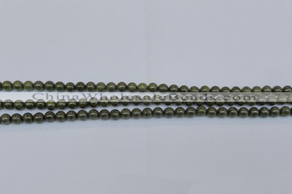 CPY750 15.5 inches 4mm round pyrite gemstone beads wholesale