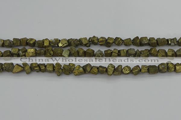 CPY802 15.5 inches 6*10mm - 8*12mm nuggets plated pyrite beads