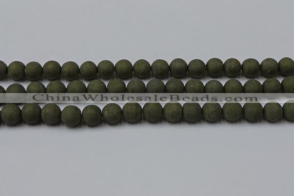 CPY816 15.5 inches 10mm round matte pyrite beads wholesale