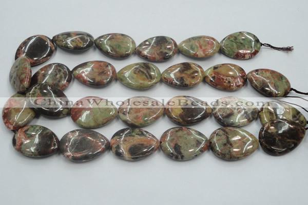 CRA20 15.5 inches 22*30mm flat teardrop natural rainforest agate beads