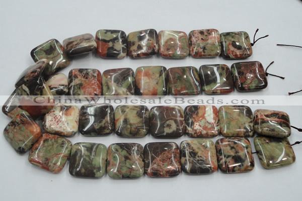 CRA23 15.5 inches 25*25mm square natural rainforest agate beads