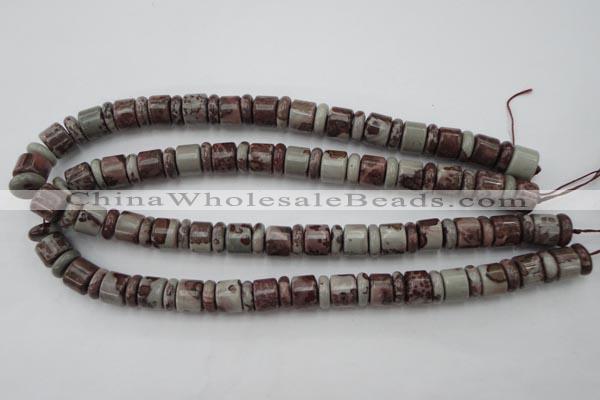 CRB137 15.5 inches 6*12mm & 10*12mm rondelle artistic jasper beads