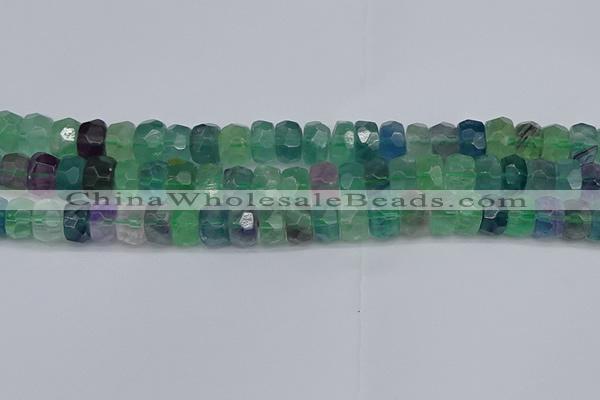 CRB1465 15.5 inches 6*10mm faceted rondelle fluorite beads